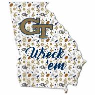 Georgia Tech Yellow Jackets 12" Floral State Sign