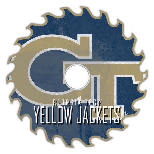 Georgia Tech Yellow Jackets 12&quot; Rustic Circular Saw Sign