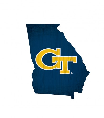 Georgia Tech Yellow Jackets 12&quot; Team Color Logo State Sign