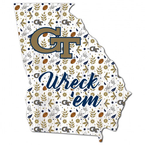 Georgia Tech Yellow Jackets 24&quot; Floral State Sign