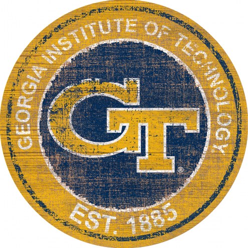 Georgia Tech Yellow Jackets 24&quot; Heritage Logo Round Sign