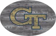 Georgia Tech Yellow Jackets 46" Distressed Wood Oval Sign