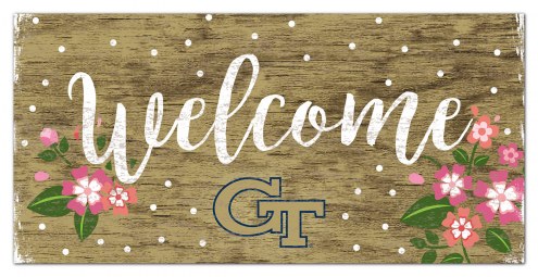 Georgia Tech Yellow Jackets 6&quot; x 12&quot; Floral Welcome Sign