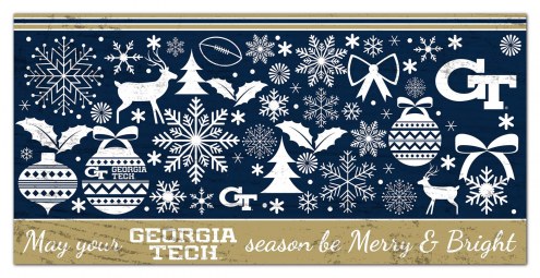 Georgia Tech Yellow Jackets 6&quot; x 12&quot; Merry & Bright Sign