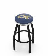 Georgia Tech Yellow Jackets Black Swivel Barstool with Chrome Accent Ring