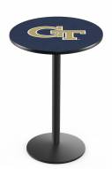 Georgia Tech Yellow Jackets Black Wrinkle Bar Table with Round Base