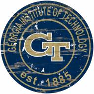 Georgia Tech Yellow Jackets Distressed Round Sign