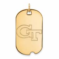 Georgia Tech Yellow Jackets Sterling Silver Gold Plated Large Dog Tag