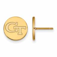 Georgia Tech Yellow Jackets Sterling Silver Gold Plated Small Disc Earrings
