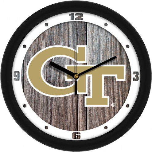 Georgia Tech Yellow Jackets Weathered Wood Wall Clock