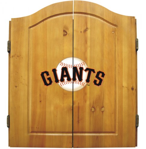 San Francisco Giants MLB Complete Dart Board Cabinet Set (w/ darts & flights)