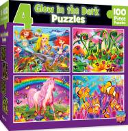Glow In The Dark 100 Piece Puzzle - 4 Pack