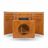 Golden State Warriors Laser Engraved Brown Trifold Wallet