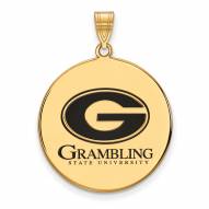 Grambling State Tigers Sterling Silver Gold Plated Extra Large Enameled Disc Pendant