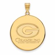 Grambling State Tigers Sterling Silver Gold Plated Extra Large Disc Pendant