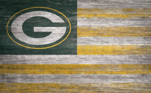 Green Bay Packers 11&quot; x 19&quot; Distressed Flag Sign