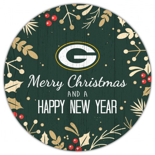 Green Bay Packers 12&quot; Merry Christmas & Happy New Year Sign