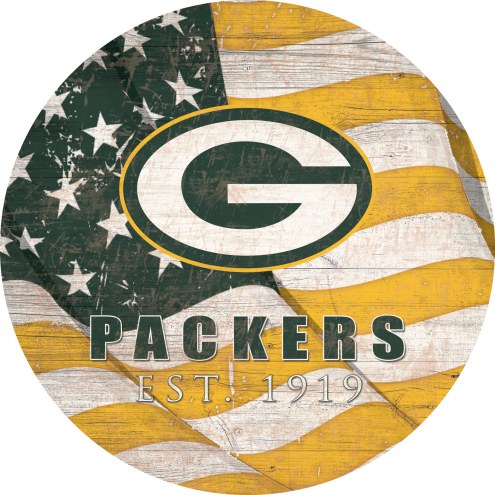 Green Bay Packers 12&quot; Team Color Flag Circle Sign