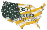 Green Bay Packers 15" USA Flag Cutout Sign