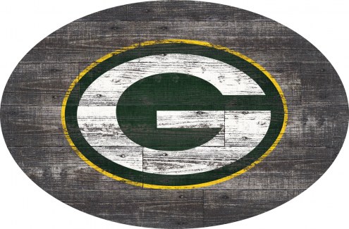 Green Bay Packers 46&quot; Distressed Wood Oval Sign