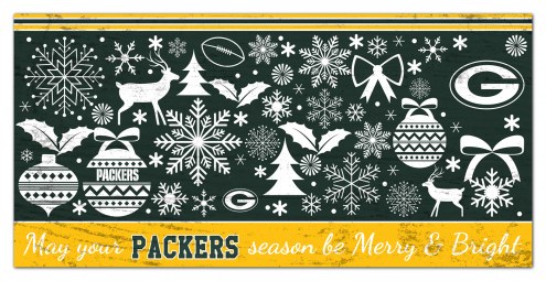 Green Bay Packers 6&quot; x 12&quot; Merry & Bright Sign