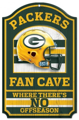 Green Bay Packers Fan Cave Wood Sign