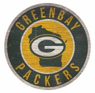 Green Bay Packers Round State Wood Sign