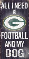 Green Bay Packers Football & Dog Wood Sign