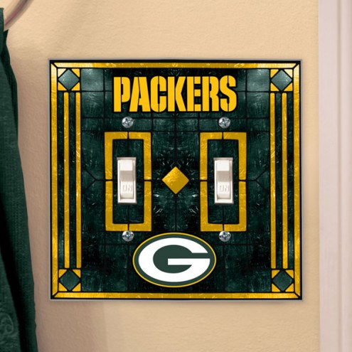 Green Bay Packers Glass Double Switch Plate Cover