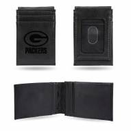 Green Bay Packers Laser Engraved Black Front Pocket Wallet