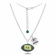 Green Bay Packers Silver Necklace w/Crystal Football