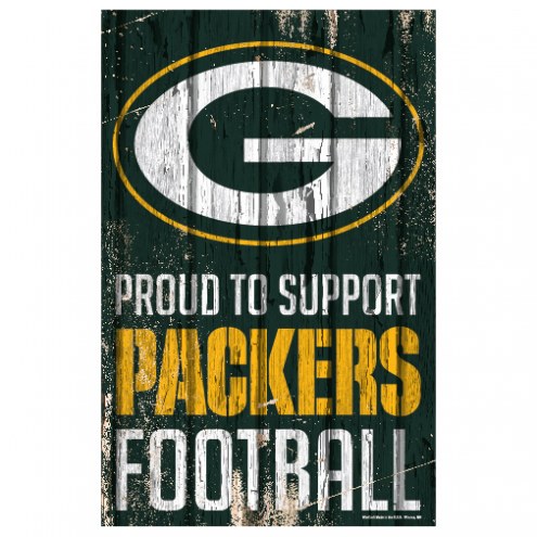 Green Bay Packers Proud to Support Wood Sign