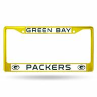 Green Bay Packers Yellow Colored Chrome License Plate Frame