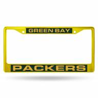 Green Bay Packers Yellow Laser Colored Chrome License Plate Frame