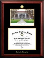 Harvard Crimson Gold Embossed Diploma Frame with Campus Images Lithograph