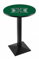 Hawaii Warriors Black Wrinkle Pub Table with Square Base