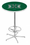 Hawaii Warriors Chrome Bar Table with Foot Ring