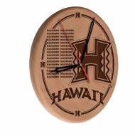 Hawaii Warriors Laser Engraved Wood Clock