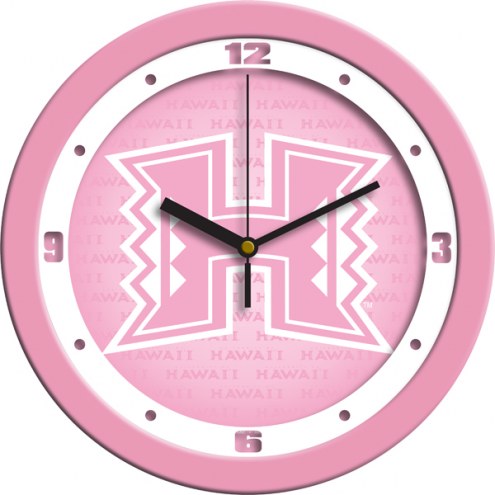 Hawaii Warriors Pink Wall Clock