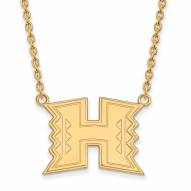 Hawaii Warriors Sterling Silver Gold Plated Large Pendant Necklace