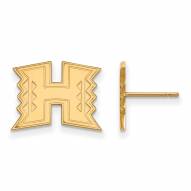 Hawaii Warriors Sterling Silver Gold Plated Small Post Earrings