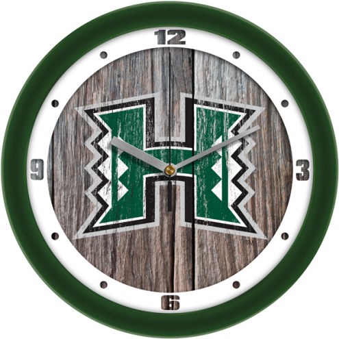 Hawaii Warriors Weathered Wood Wall Clock