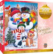Holiday Family Portrait 500 Piece Glitter Puzzle