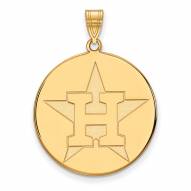 Houston Astros Sterling Silver Gold Plated Extra Large Disc Pendant