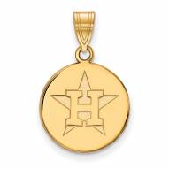 Houston Astros Sterling Silver Gold Plated Medium Disc Pendant
