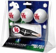 Houston Cougars Black Crosshair Divot Tool & 3 Golf Ball Gift Pack
