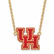 Houston Cougars Sterling Silver Gold Plated Large Enameled Pendant Necklace