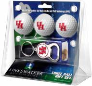 Houston Cougars Golf Ball Gift Pack with Key Chain