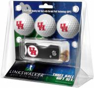 Houston Cougars Golf Ball Gift Pack with Spring Action Divot Tool
