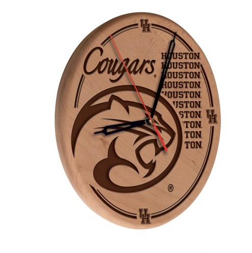 Houston Cougars Laser Engraved Wood Clock